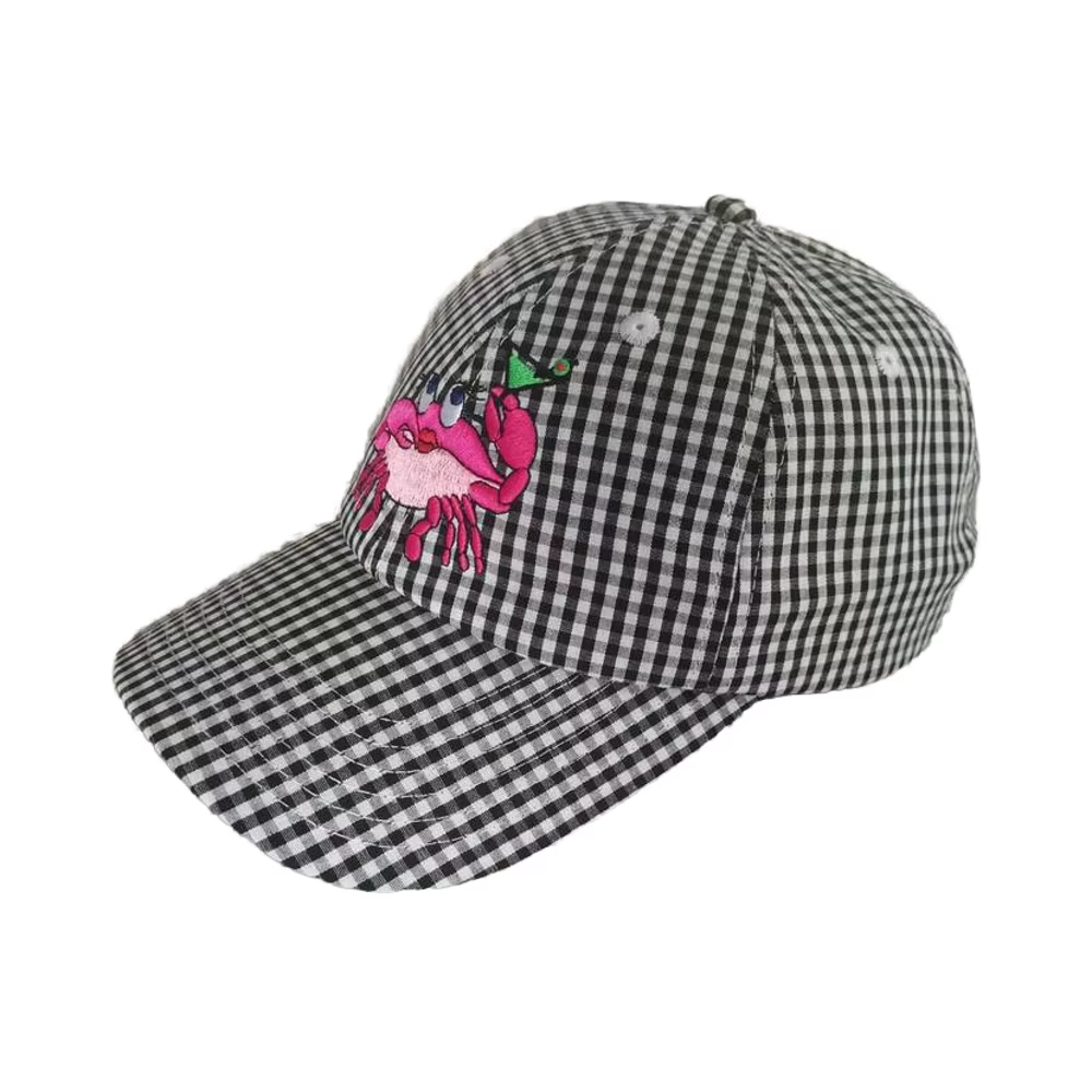 UN-00486 panel unstructured Gingham check dad hat