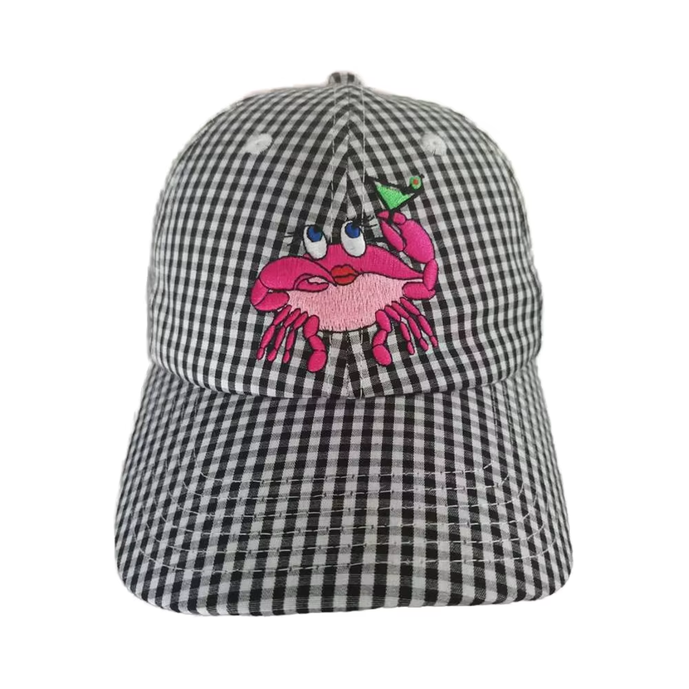 UN-00486 panel unstructured Gingham check dad hat