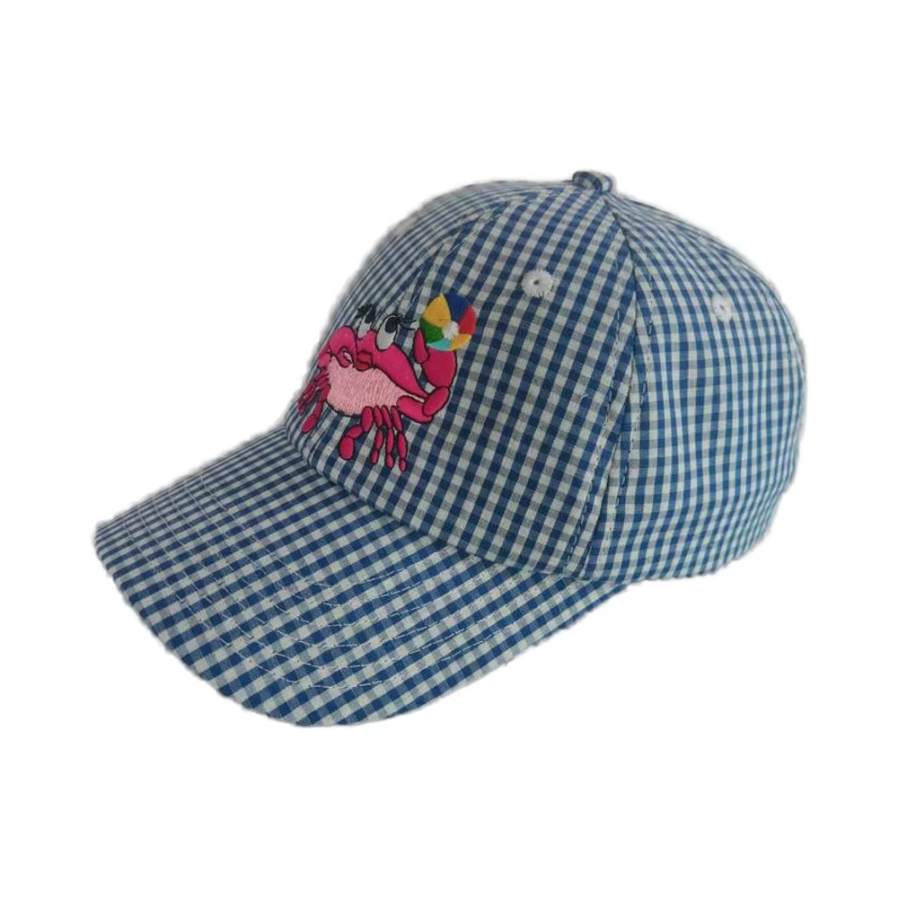 UN-0050 6 panel Gingham check unstructured dad hat