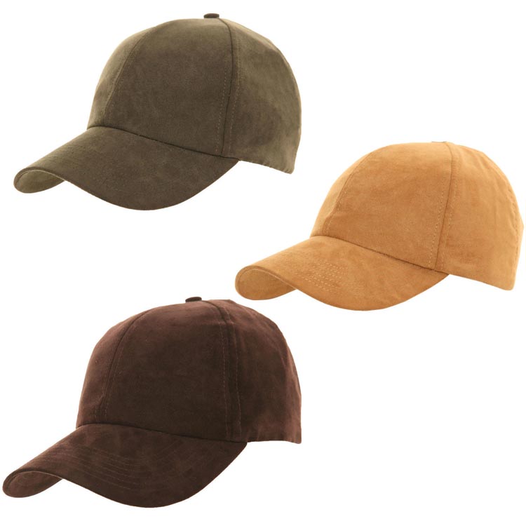 WP-0018 6 Panel Faux Suede Baseball Cap