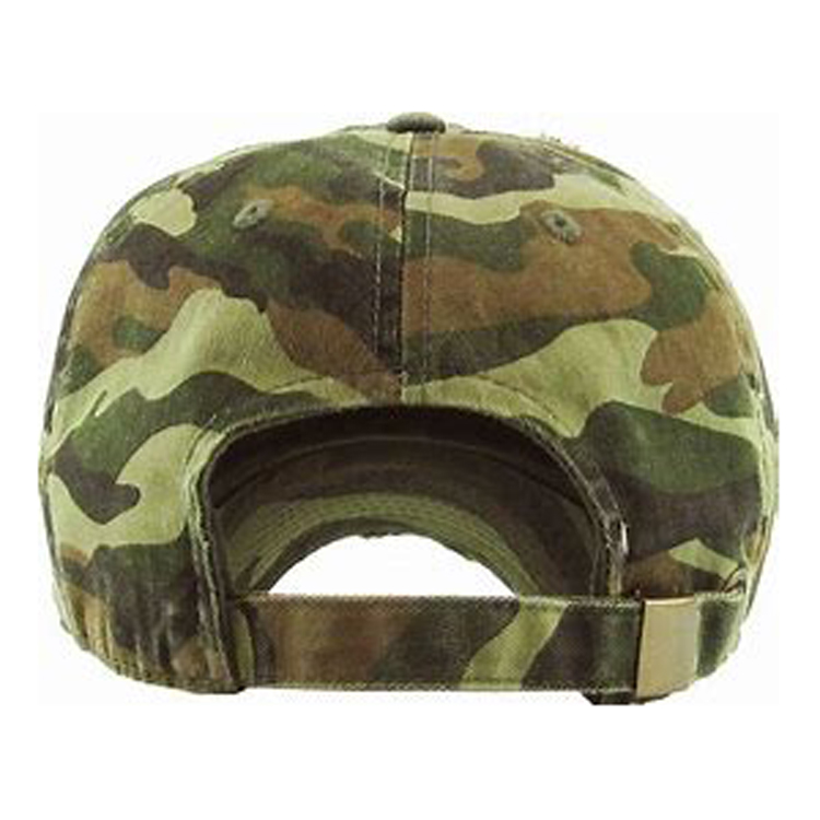 WP-0646 6 panel camo distressed unstructured dad hat