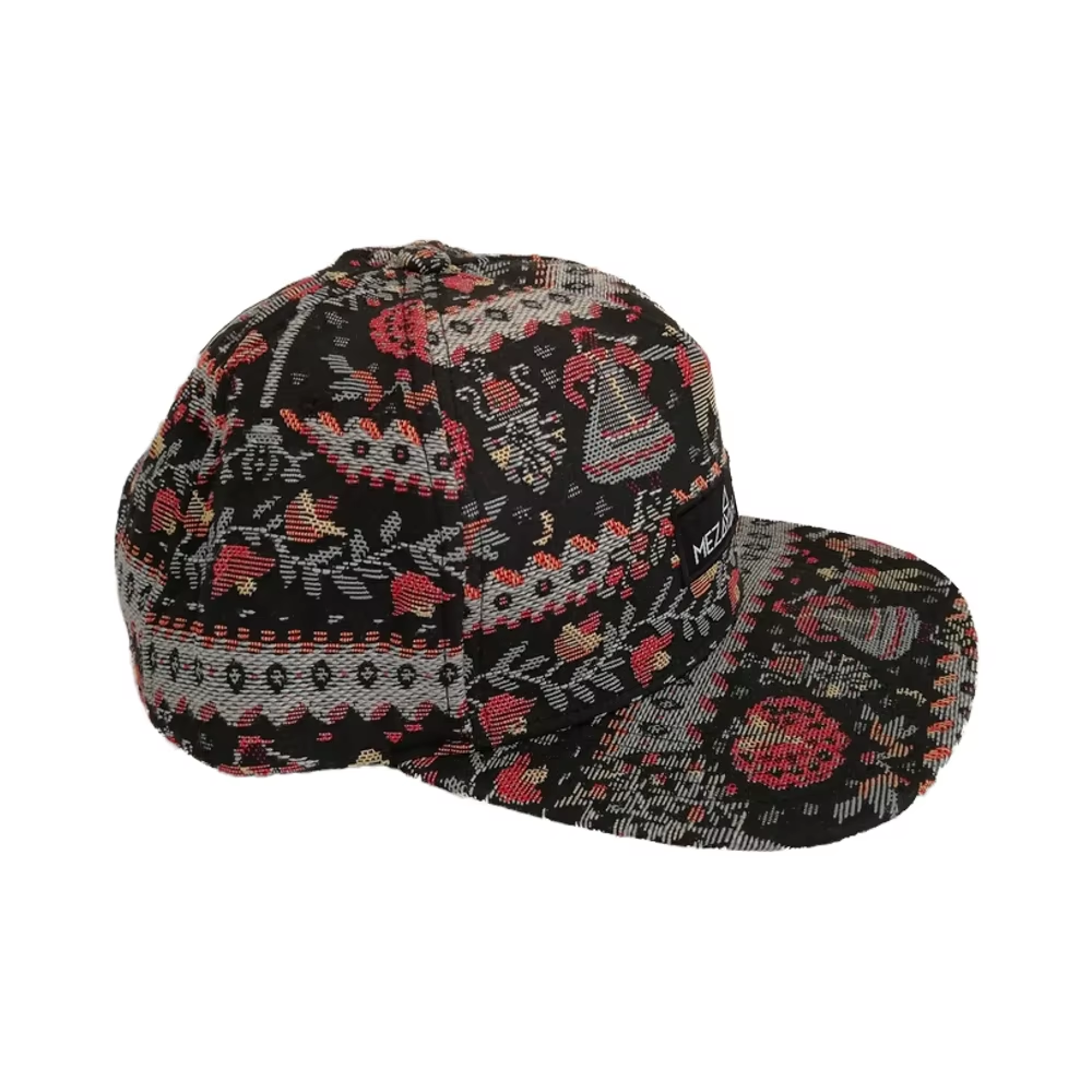 UN-0060 5 panel jacquard snapback cap