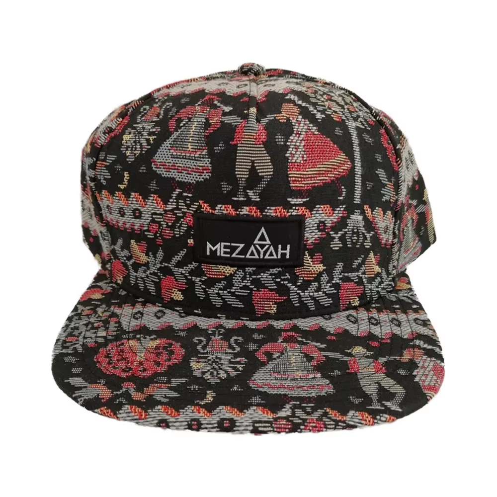 UN-0060 5 panel jacquard snapback cap