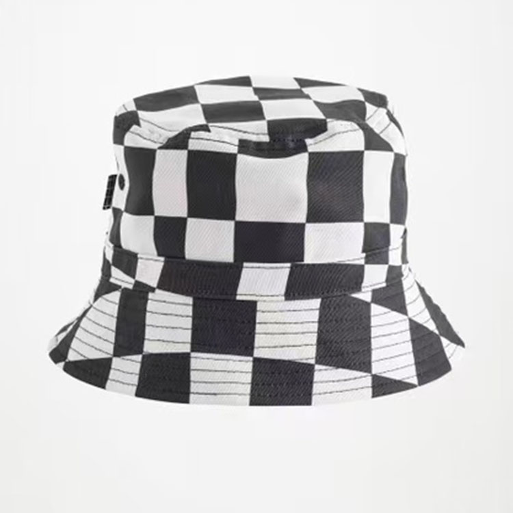 WP-1001 REVERSIBLE BLACK WHITE CHECKERED BUCKET HAT
