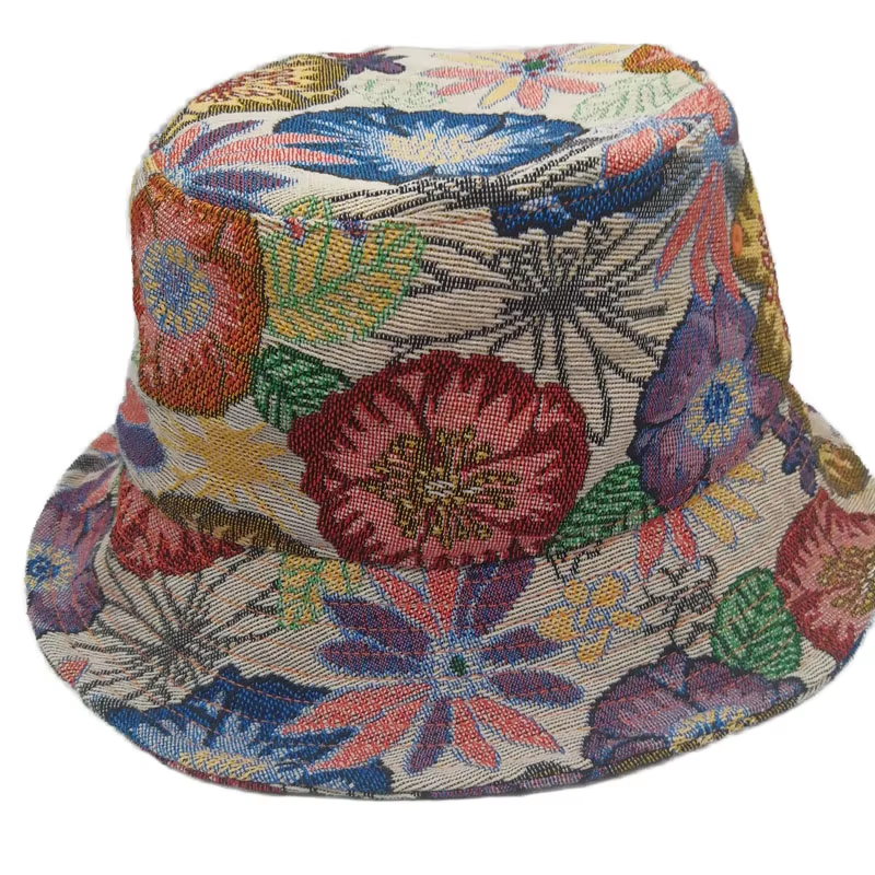 UN-0039 FLORAL JACQUARD BUCKET HAT