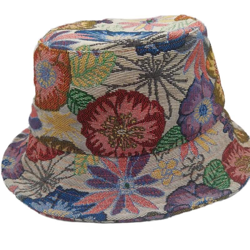 UN-0039 FLORAL JACQUARD BUCKET HAT