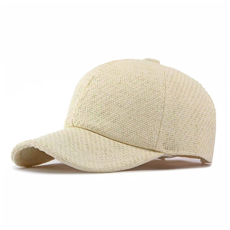 WP-1008 6 PANEL NATRAL WOVEN STRAW BASEBALL CAP