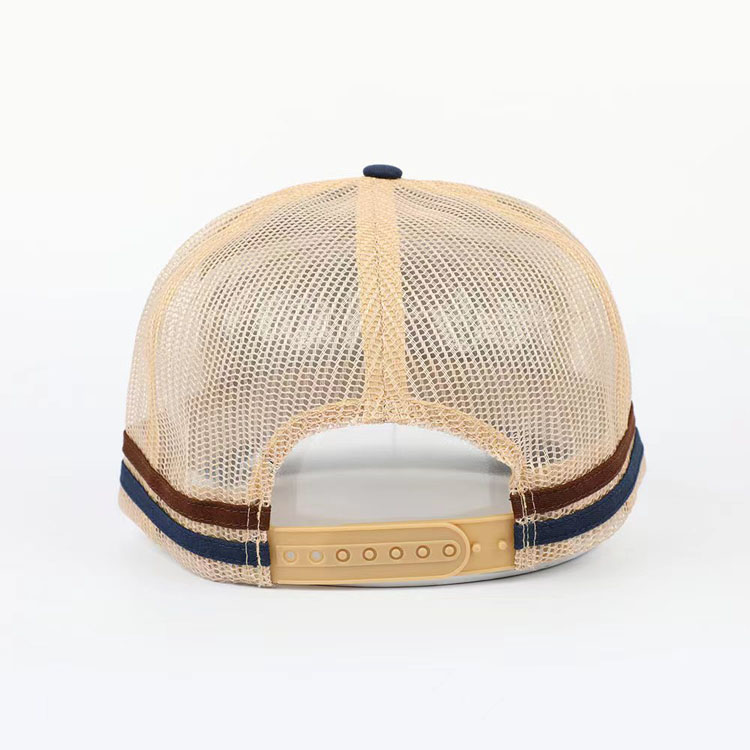 WP-0264 TWO TONE STRIPED MESH BACK TRUCKER CAP