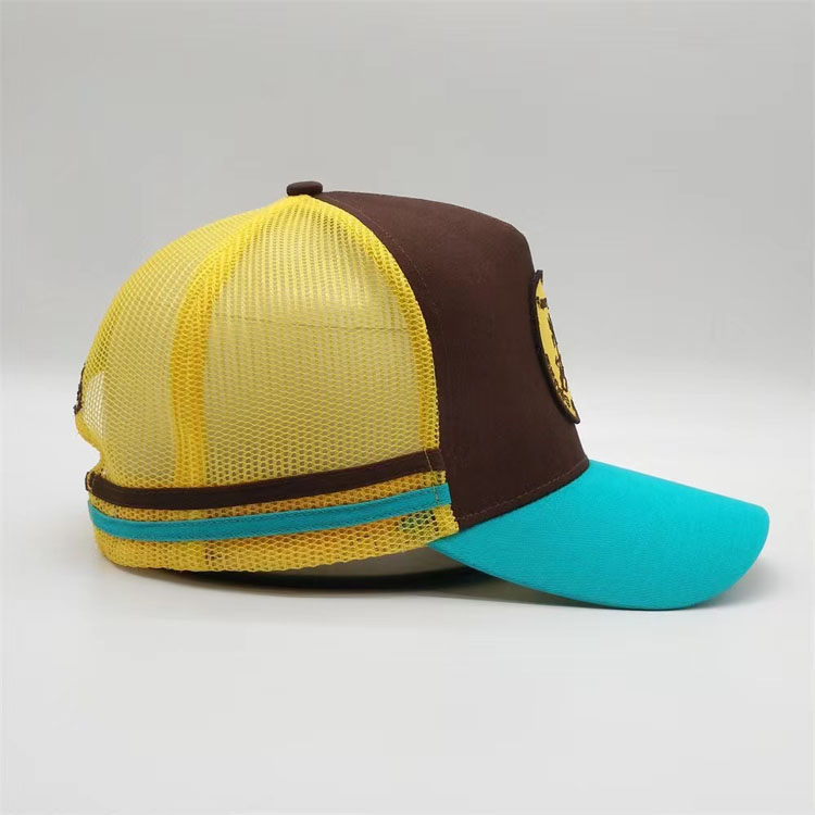 WP-0264 TWO TONE STRIPED MESH BACK TRUCKER CAP