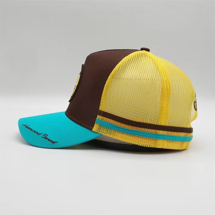 WP-0264 TWO TONE STRIPED MESH BACK TRUCKER CAP
