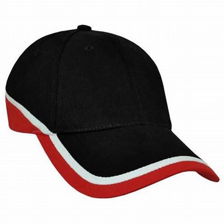 WP-0124 BLACK RED WHITE PIPING TRIM 6 PANEL BASEBALL CAP