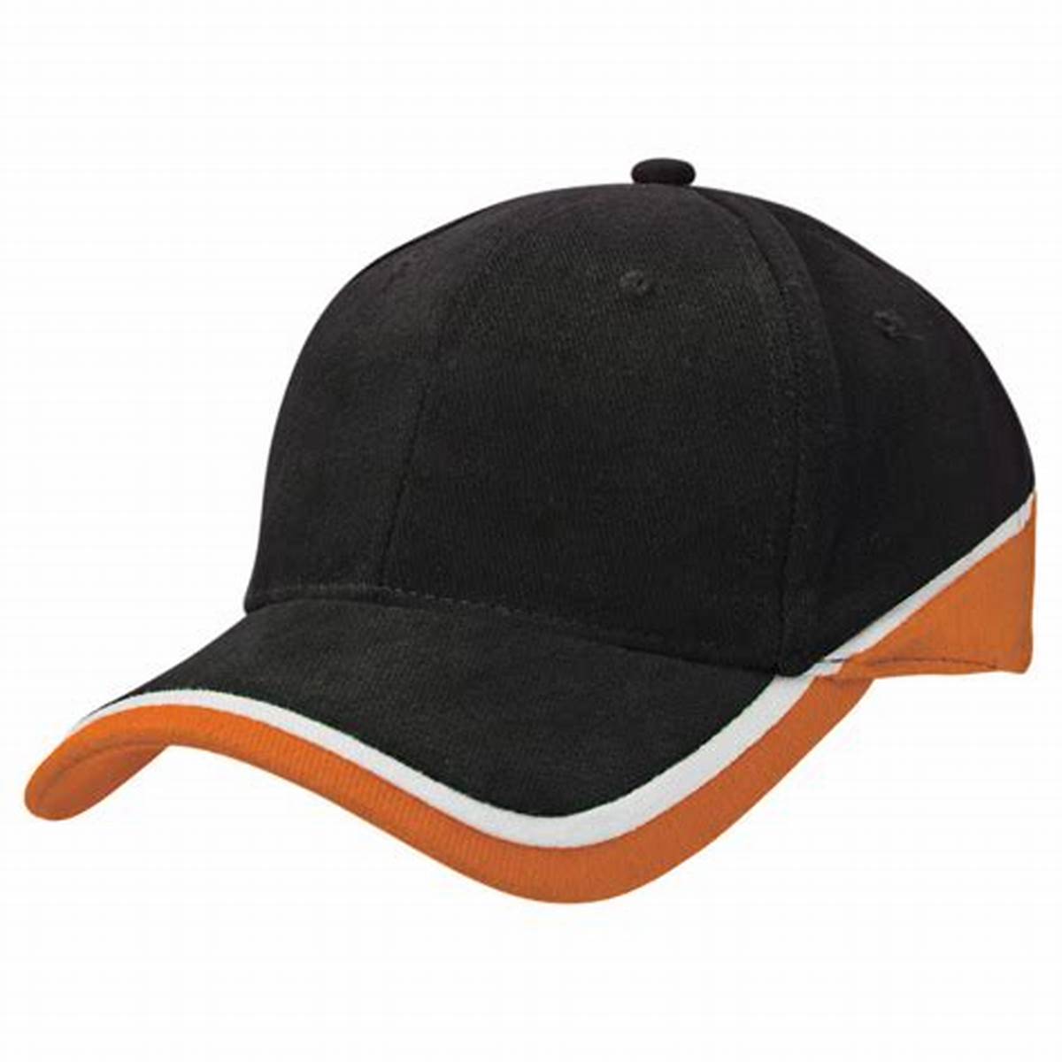 WP-0124 BLACK RED WHITE PIPING TRIM 6 PANEL BASEBALL CAP