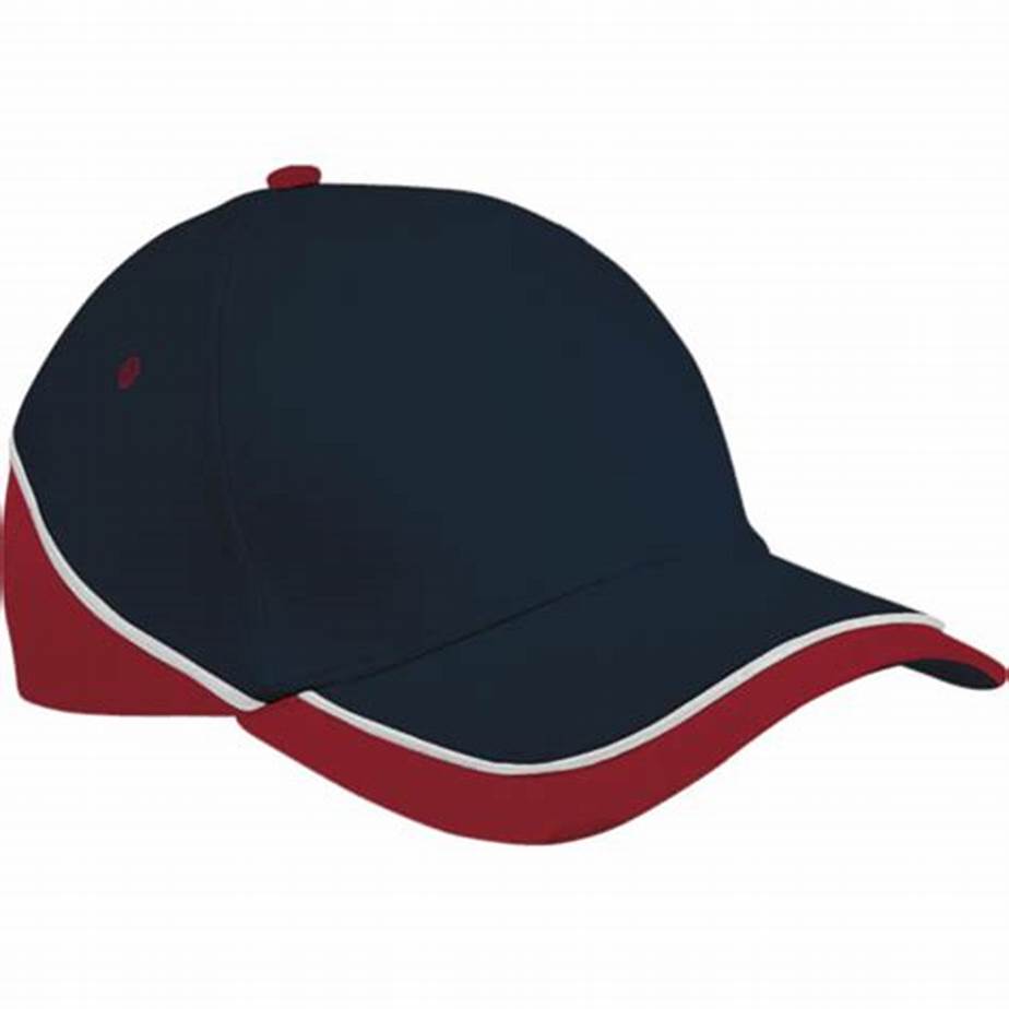 WP-0124 BLACK RED WHITE PIPING TRIM 6 PANEL BASEBALL CAP