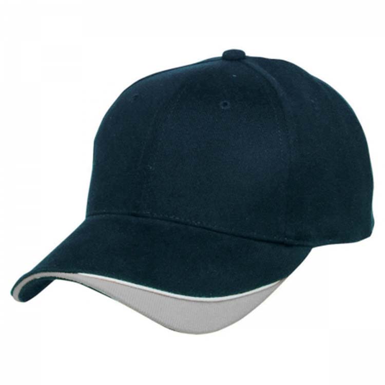 WP-0123 TWO TONE CURVED BRIM 6 PANEL BASEBALL CAP