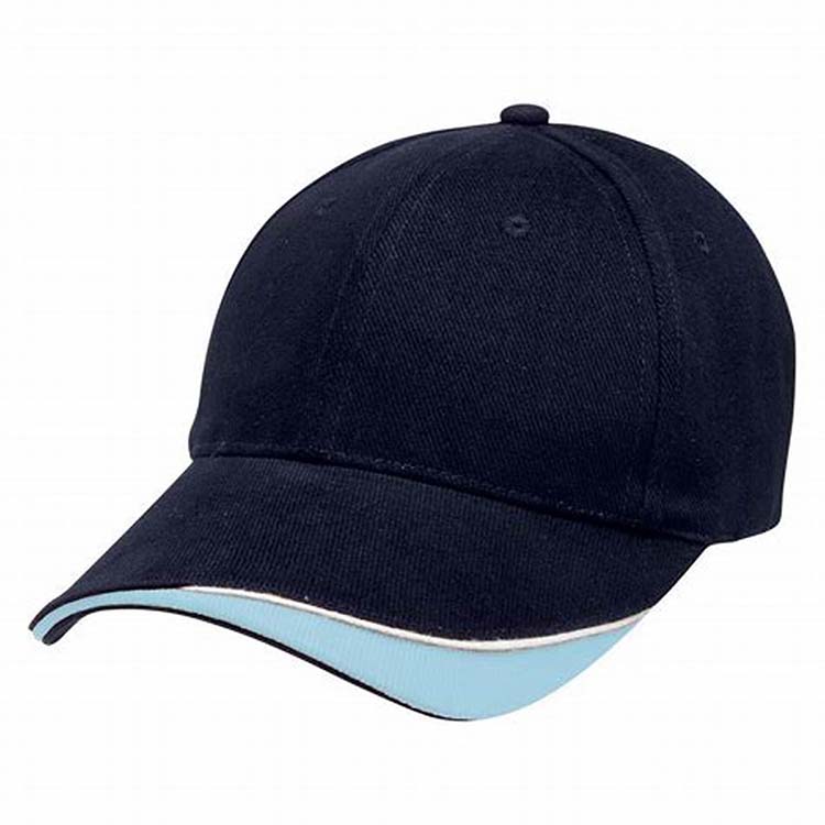 WP-0123 TWO TONE CURVED BRIM 6 PANEL BASEBALL CAP